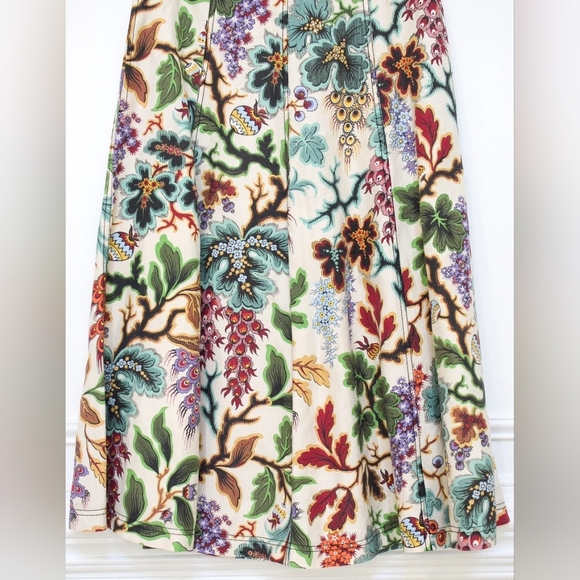 Philosophy Di Lorenzo Serafini Floral Midi A-Line Skirt Silk Linen Blend Size 6 - Picture 4 of 10